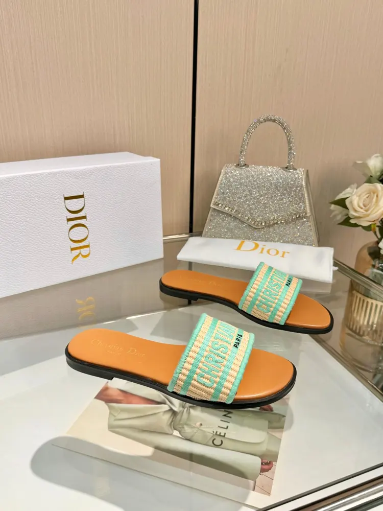Dior new embroidered slippers