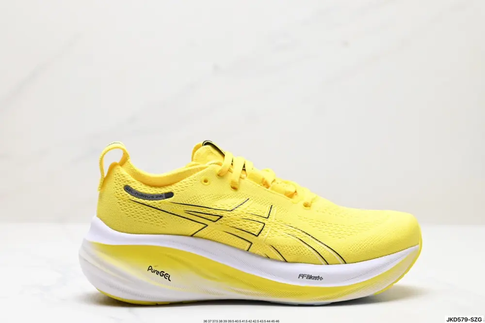 Asics GEL-NIMBUS 26 stable running shoes have a double-layer jacquard mesh design on the 1011B794-003