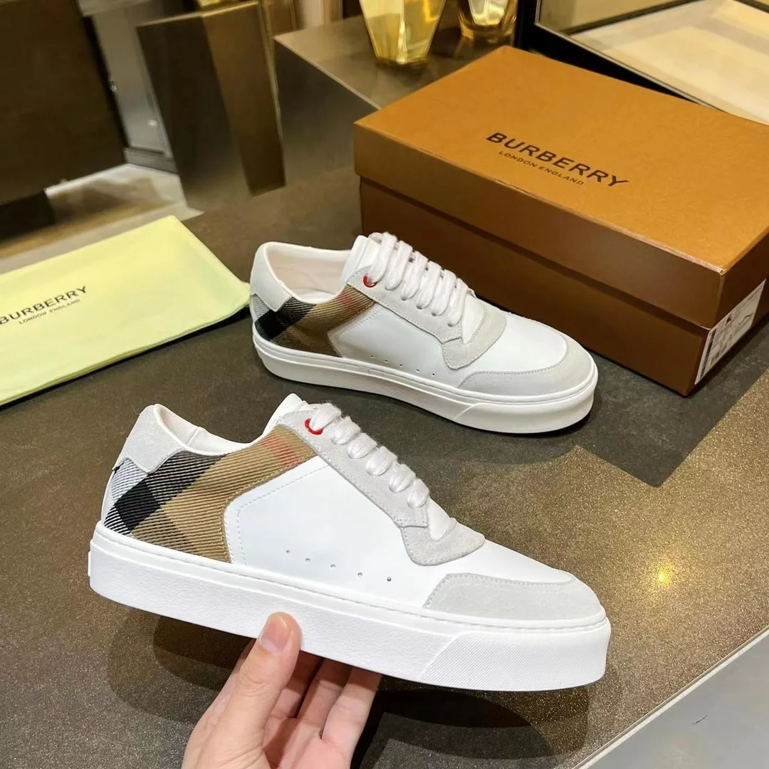 BURBERRY Retro plaid cotton sneakers
