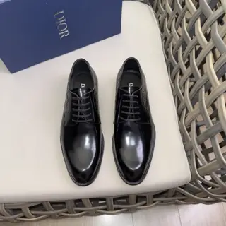 Dior Derby Shoes|Formal leather shoes with leather sole|Crafted with open-edge pearl