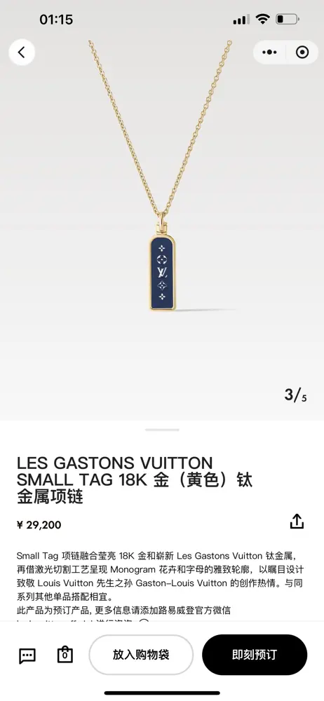 Louis Vuitton Large Tag necklace