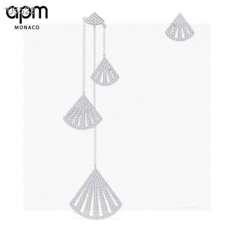 Apm monaco asymmetrical crystal diamond fan-shaped earrings