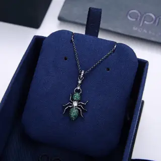Apm monaco silver crystal diamond ant necklace for women autumn and winter sweater pendant
