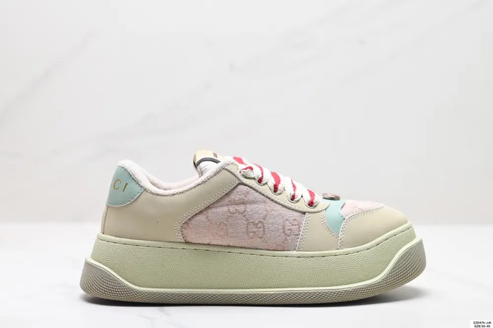 Gucci leather low-top round-toe lace-up fashion sneakers 570442