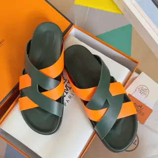 Hermès Kazimir series cross webbing waterproof platform sandals retro second uncle shoes H