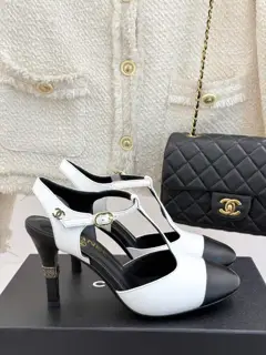 Chanel T-strap double C high-heeled sandals