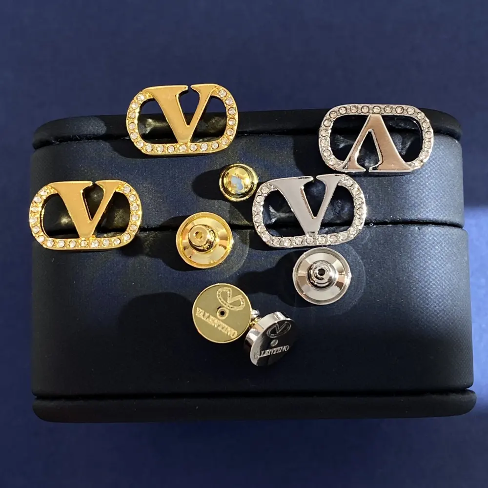 Valentino diamond-studded V earrings