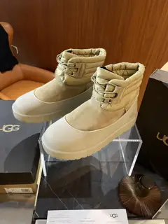 Start with a pair of UGG snow boots. Imagine that on a snowy day