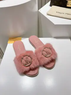 Louis Vuitton full leather flat open toe sandals