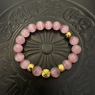 Chrome Hearts classic retro multi-element pink cat’s eye bracelet
