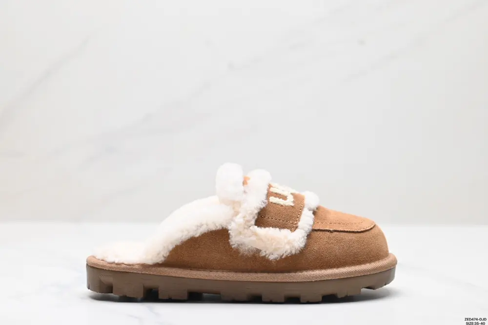 UGG versatile plus velvet warm casual thick-soled anti-wear closed-toe slippers