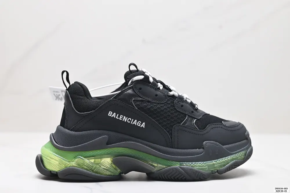 Balenciaga Triple S Clear Sole polyester fabric leather shock-absorbing non-slip Shoes 544351
