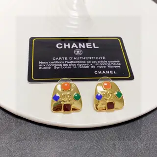 Chanel Double C Stud Earrings