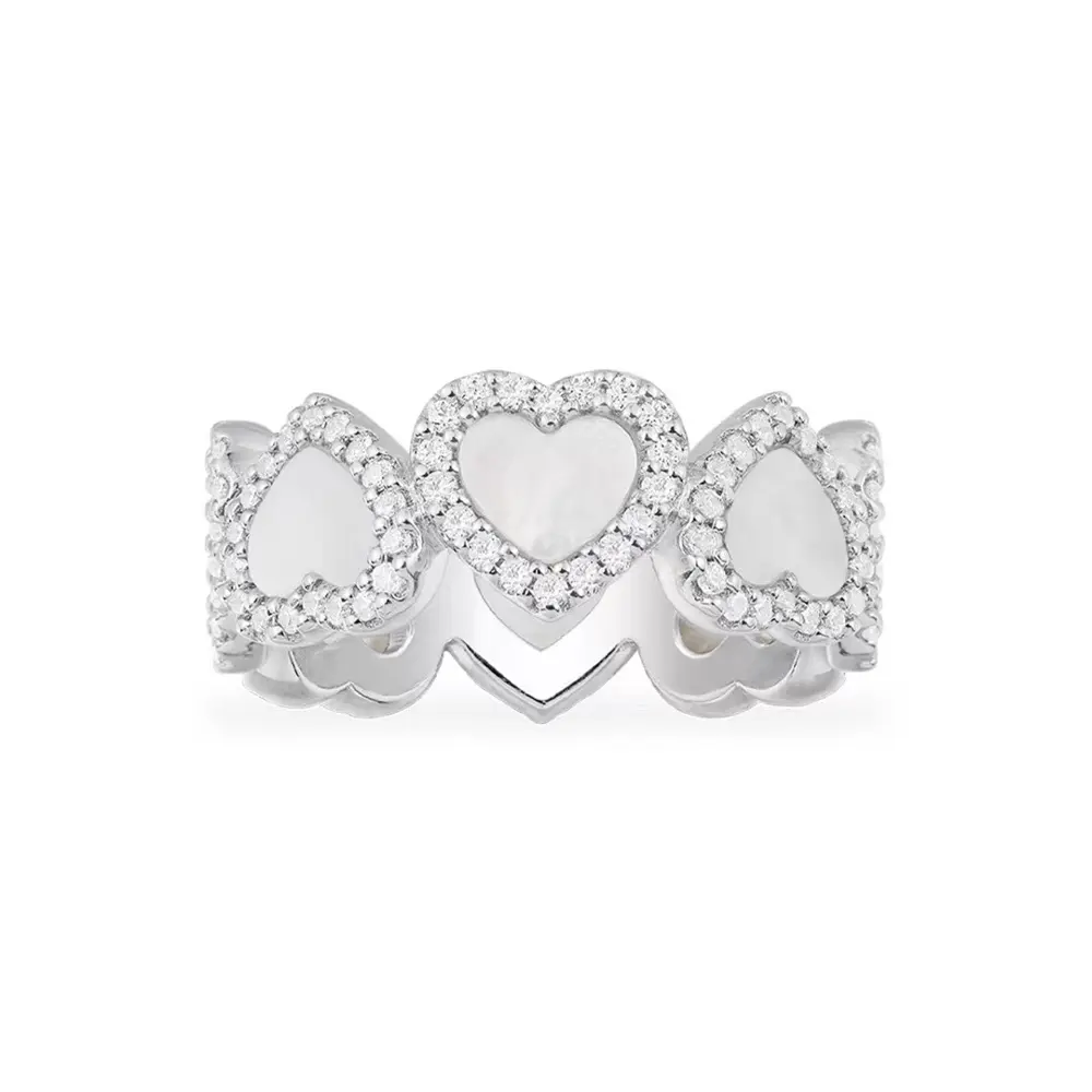 APM Monaco micro-inlaid white mother-of-pearl heart-to-heart ring