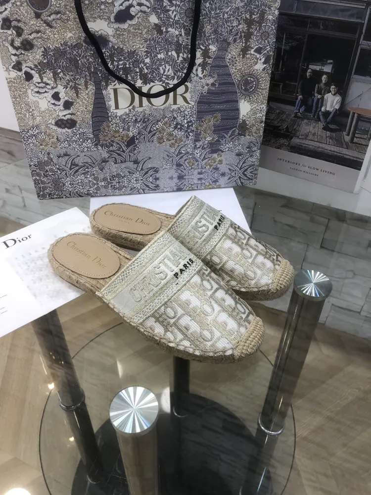 Dior patterned metal thread jacquard embroidered fisherman shoes