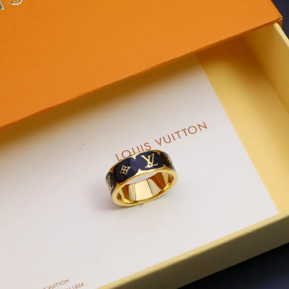 Louis Vuitton silver logo print ring