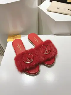 Louis Vuitton full leather flat open toe sandals