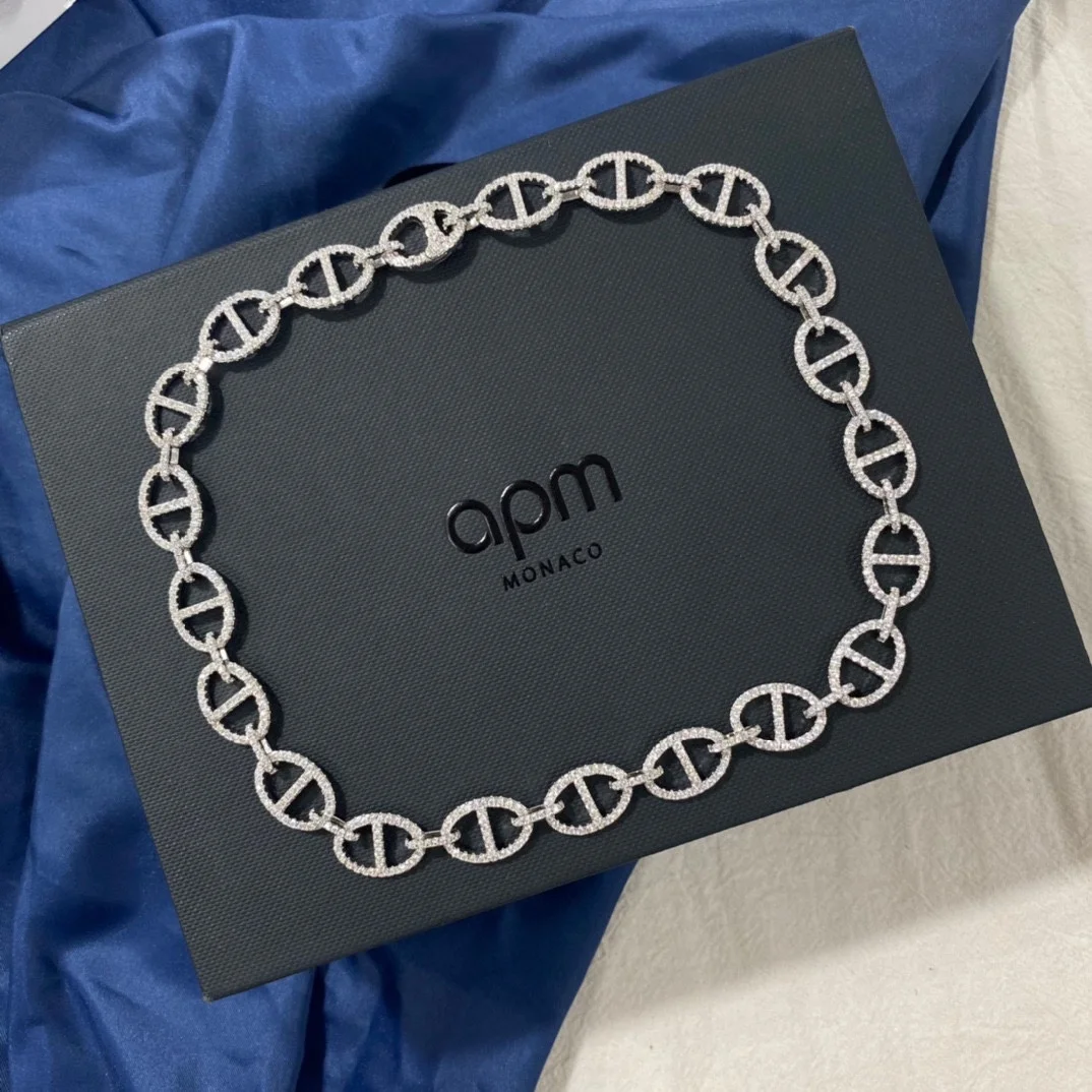 Apm monaco pig nose chain silver necklace female ins hip-hop sweater chain collarbone chain