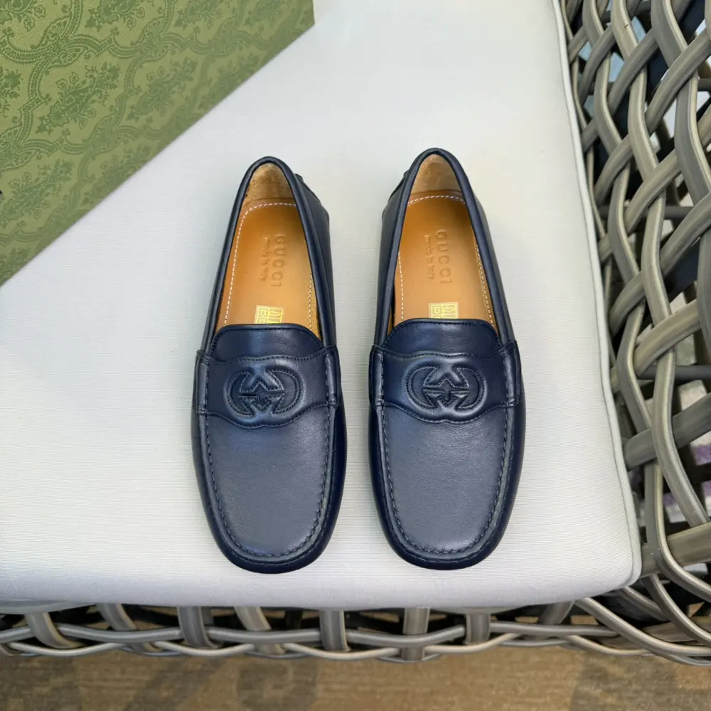 Gucci Loafers|Top quality|Original Double G embossed cowhide fabric|Inner lining and