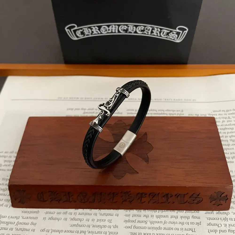 Chrome Hearts Sword Leather Cord Bracelet