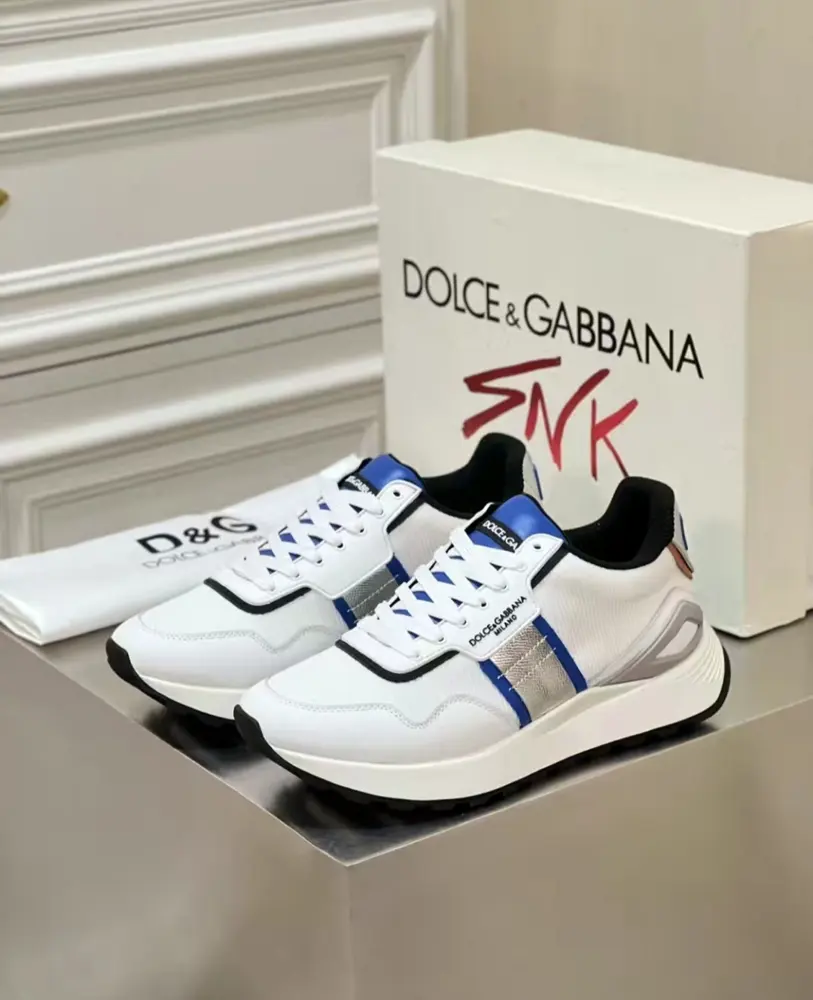 Dolce & Gabbana cowhide patchwork men’s casual sports shoes fashionable elastic sports
