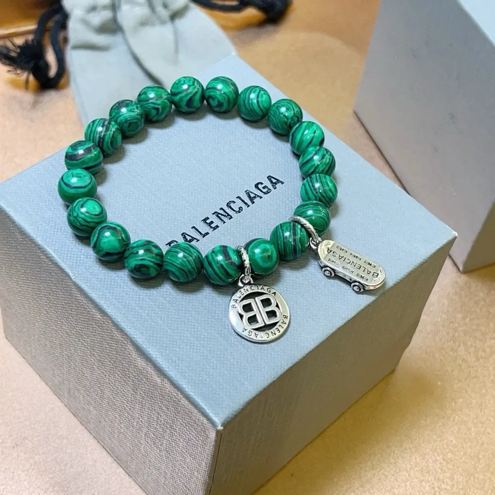 Balenciaga natural malachite Balenciaga bracelet Malachite Thai silver style Balenciaga