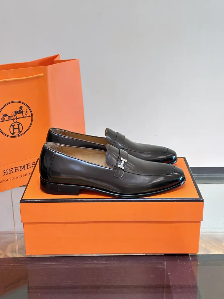 Hermès men’s business leather shoes