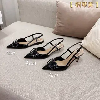 VALENTINO latest V Logo leather buckle high heels