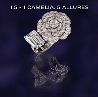 Chanel square diamond flower open ring