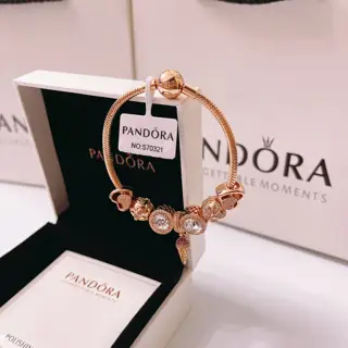 Pandora bracelet set rose gold size 17-21
