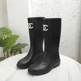 Chanel one-piece rain boots