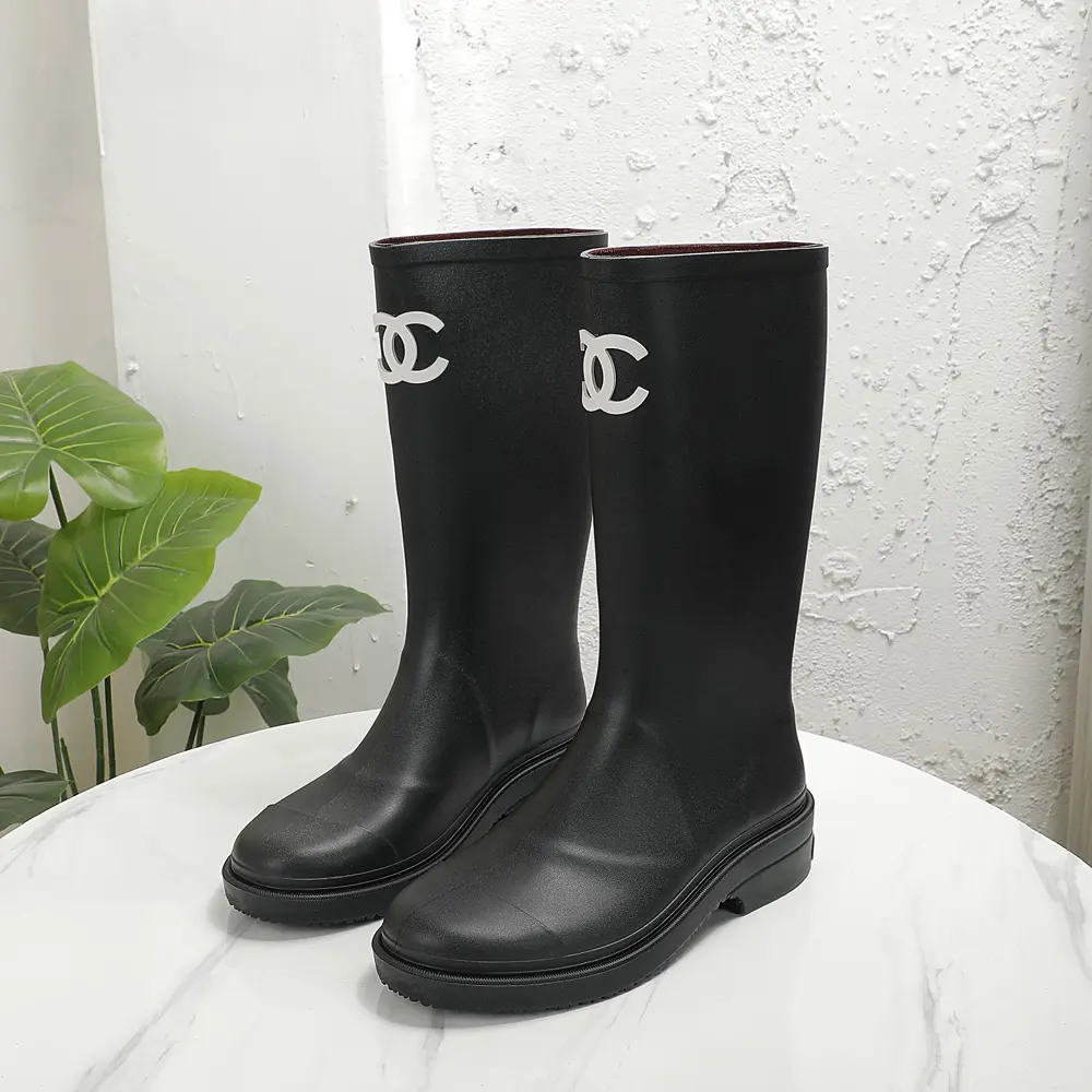 Chanel one-piece rain boots