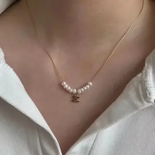 Celine Arc de Triomphe pendant irregular natural freshwater pearl necklace