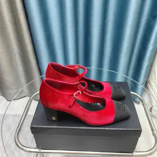 Chanel color-blocked square-toed Mary Jane shoes