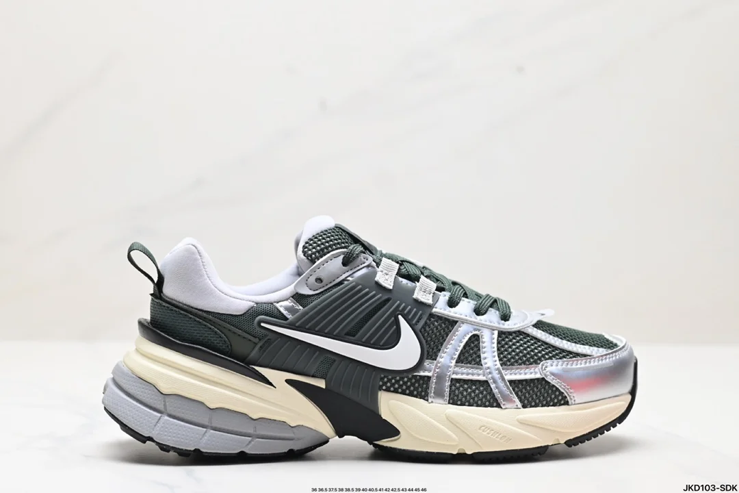 Nike V2K RUN running shoes retro style mesh breathable sports shoes gray silver tight HJ4497-300