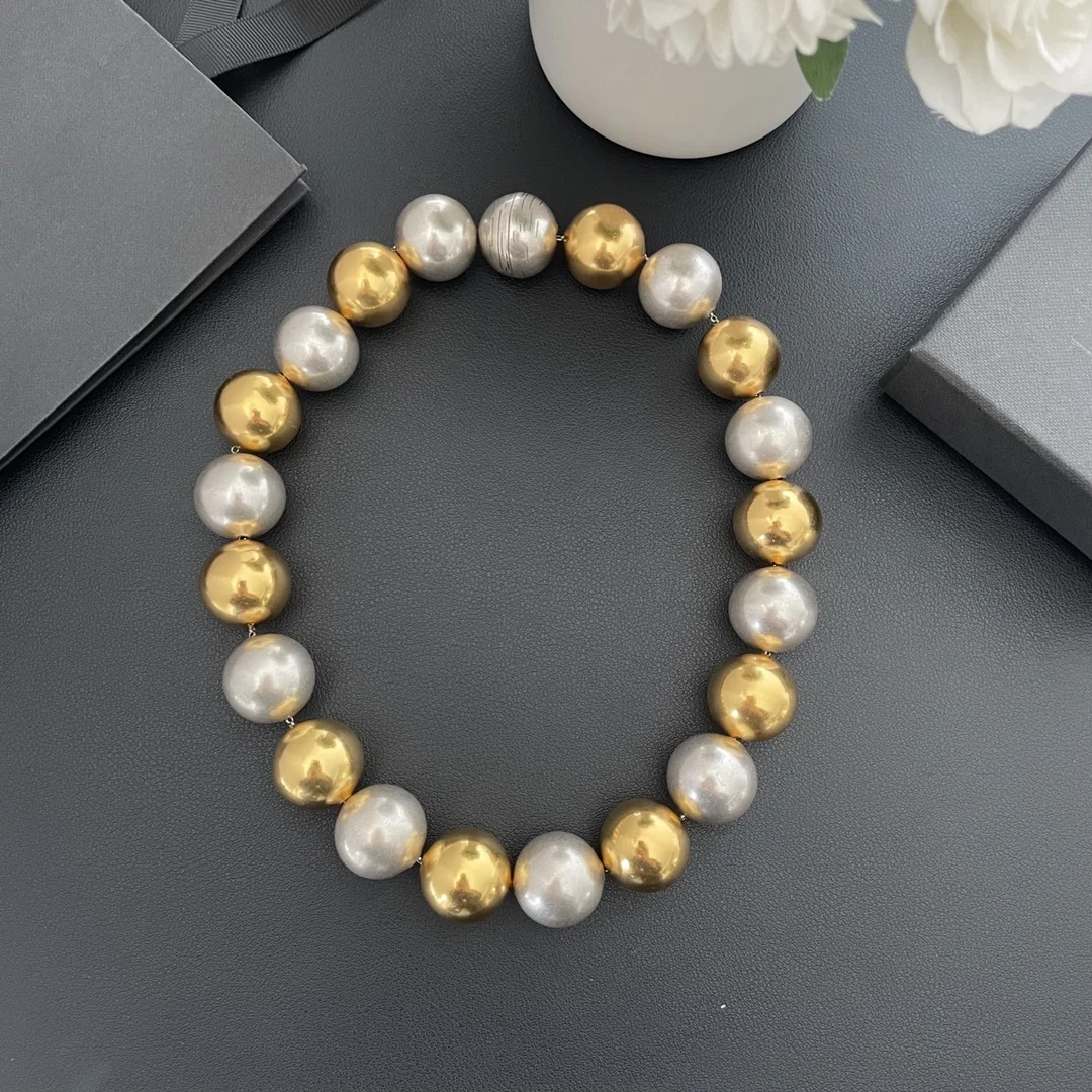 Yves Saint Laurent two-color ball necklace