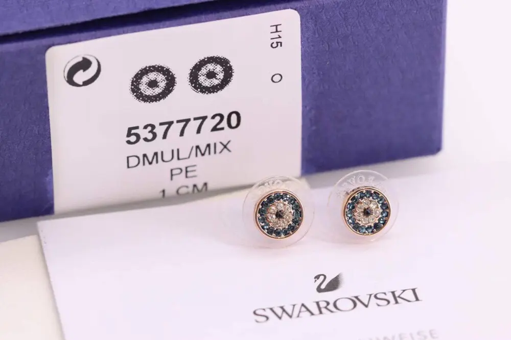 Swarovski Rose Gold Round Devil’s Eye Earrings