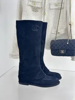 Chanel suede trouser boots