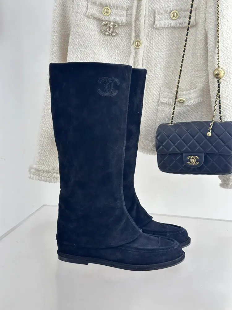 Chanel suede trouser boots