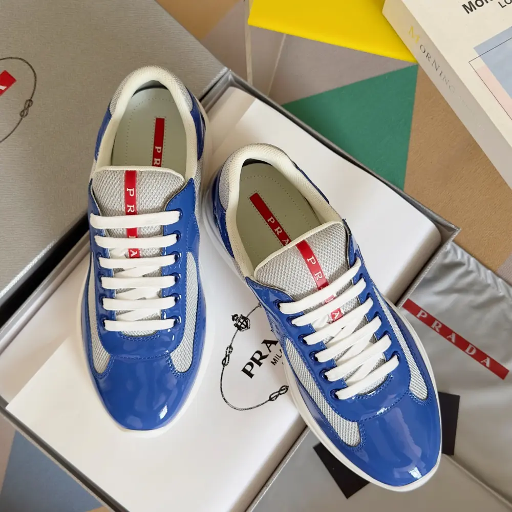 Prada America’s Cup Series Patent Leather Mesh Casual Sneakers