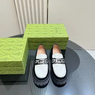 Gucci Metal Letter Buckle Loafers with Thick Soles