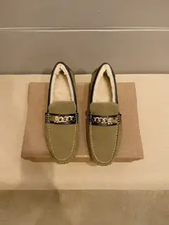 Versace men’s must-have casual slip-on business winter real sheep wool loafers