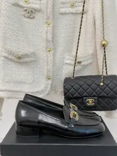 Chanel Double C Chain Buckle Thick Heel Loafers