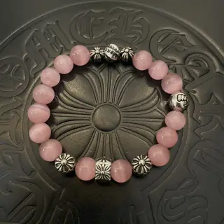 Chrome Hearts classic retro multi-element pink cat’s eye bracelet