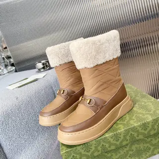 Gucci Merino sheepskin and fur snow boots