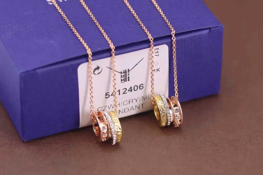 Swarovski Three-color Love Flowing Clavicle Necklace