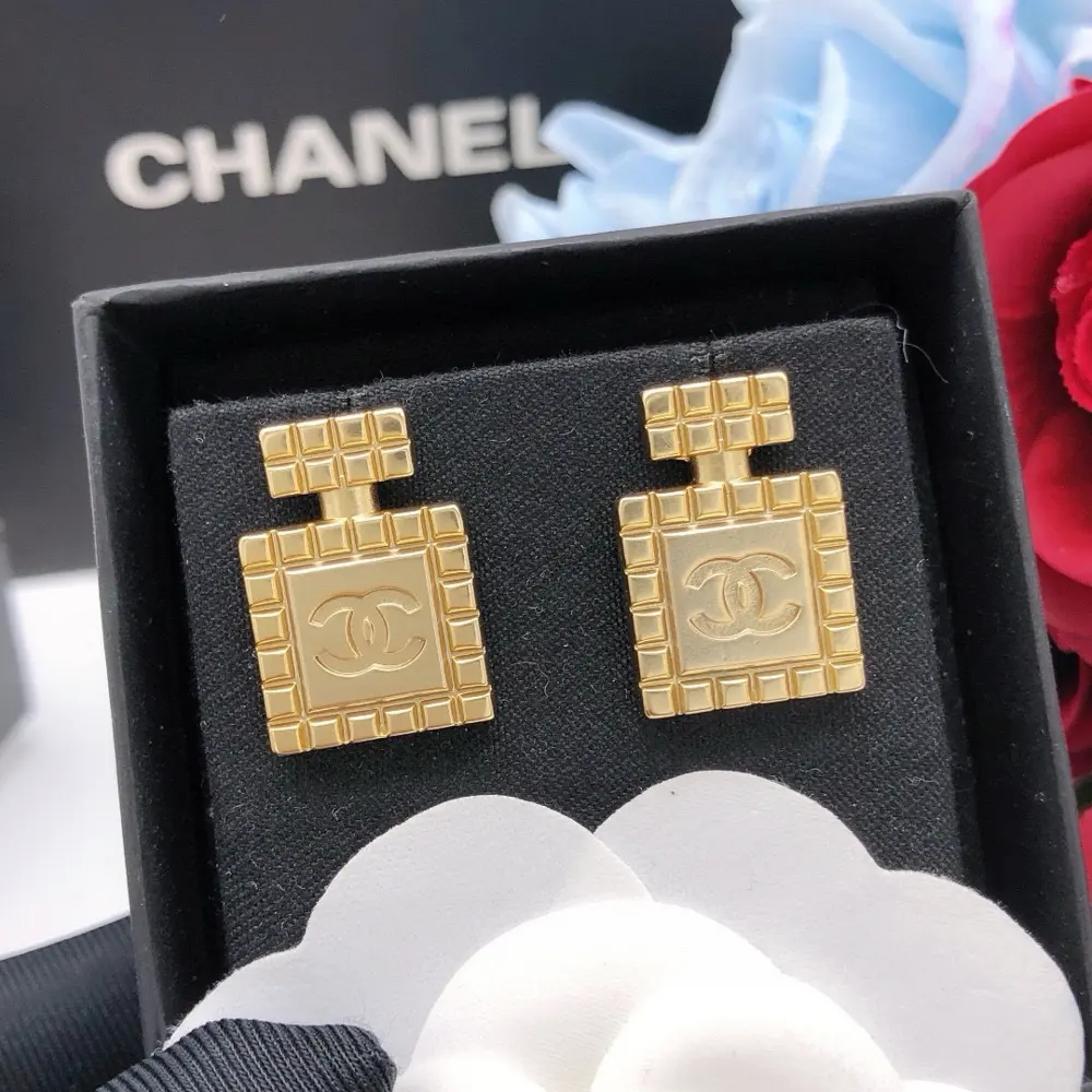 Chanel Double C Perfume Bottle Earrings