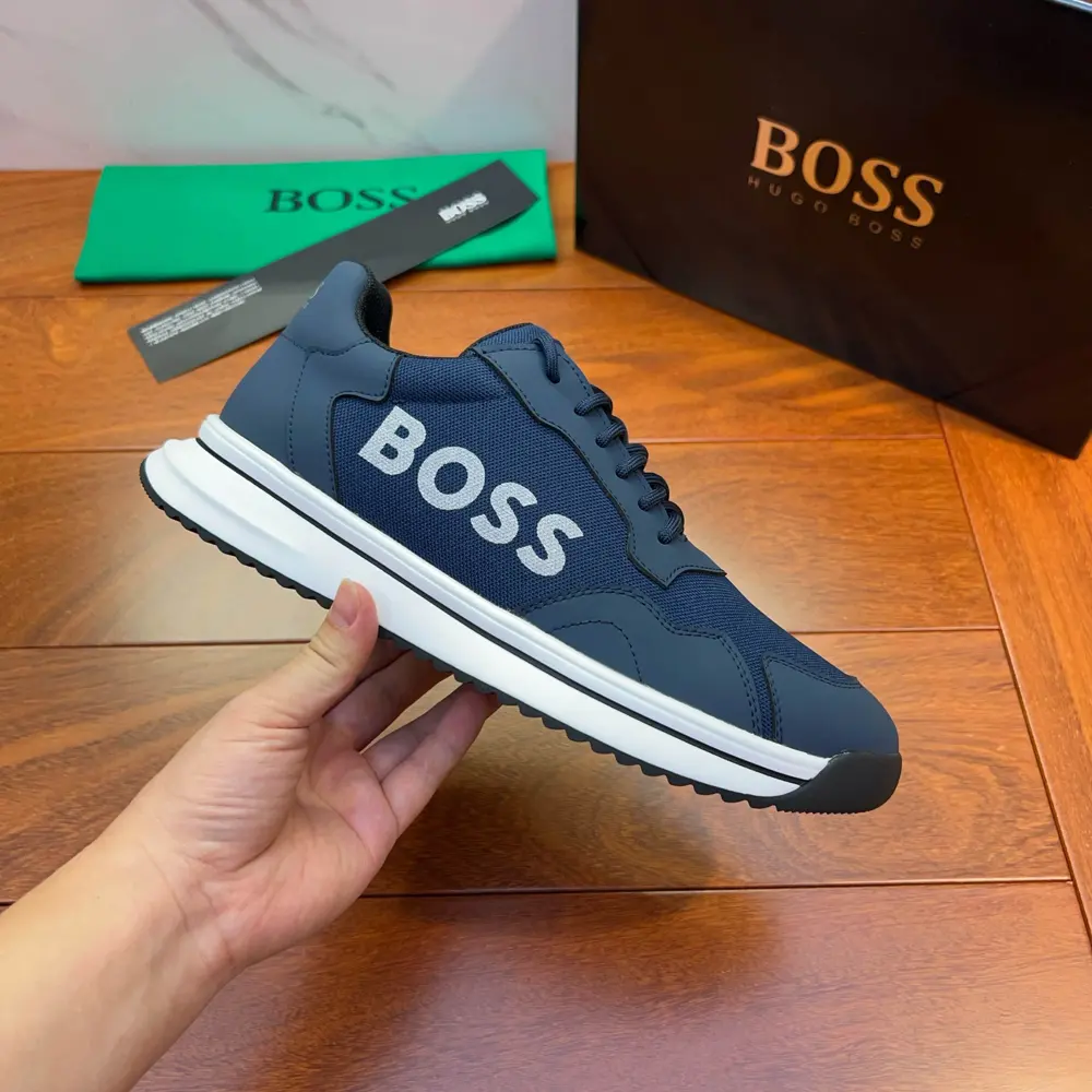 BOSS retro sneakers in a mix of fabrics with faux leather trim