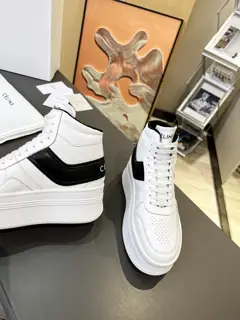 Celine thick-soled high-top white shoes