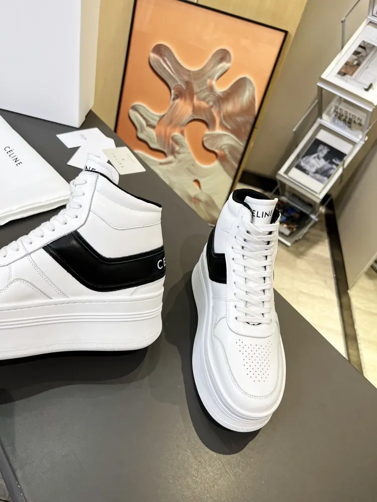 Celine thick-soled high-top white shoes